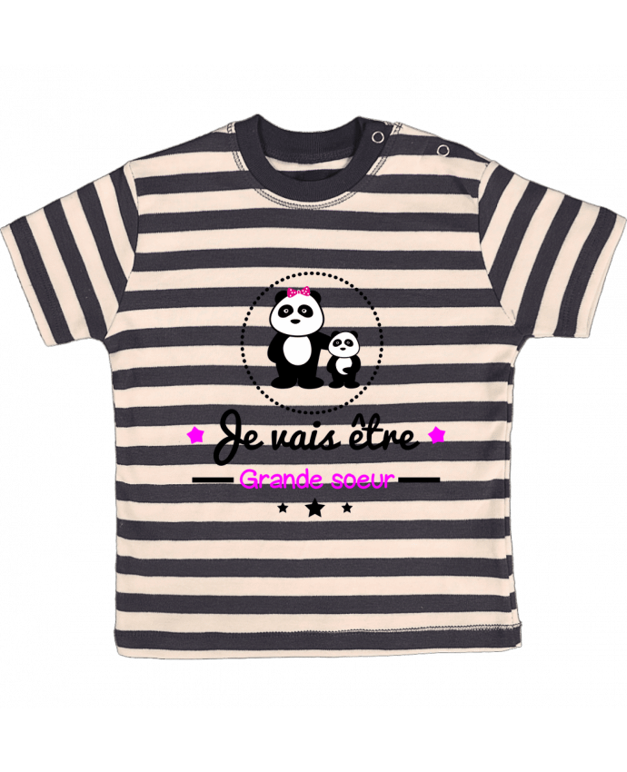T-shirt baby with stripes Bientôt grande soeur - Future grande soeur by Benichan