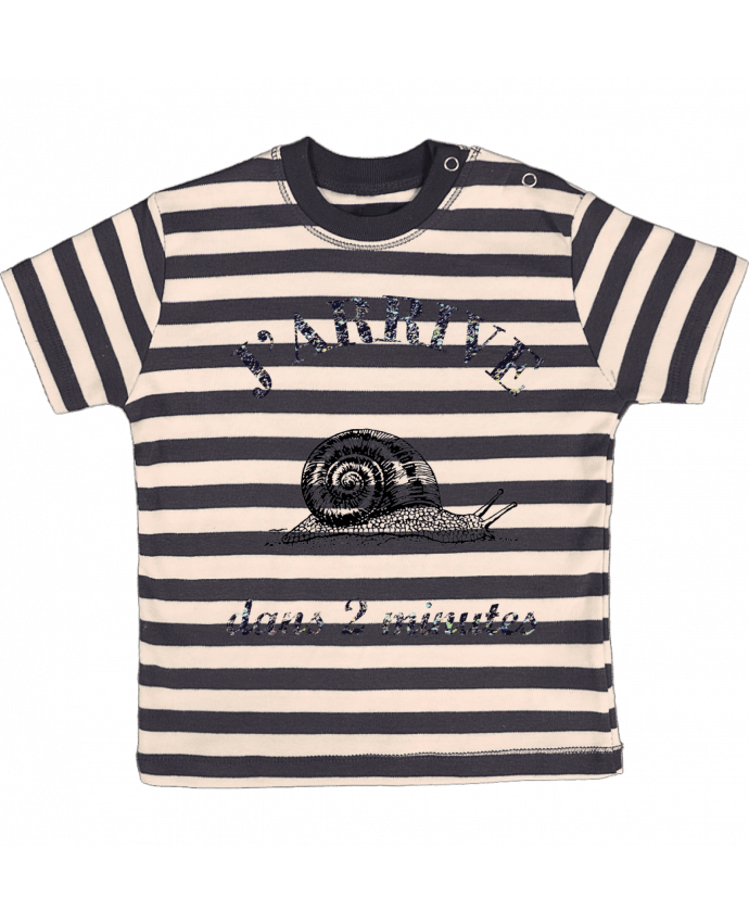 T-shirt baby with stripes J'arrive dans 2 minutes by Promis