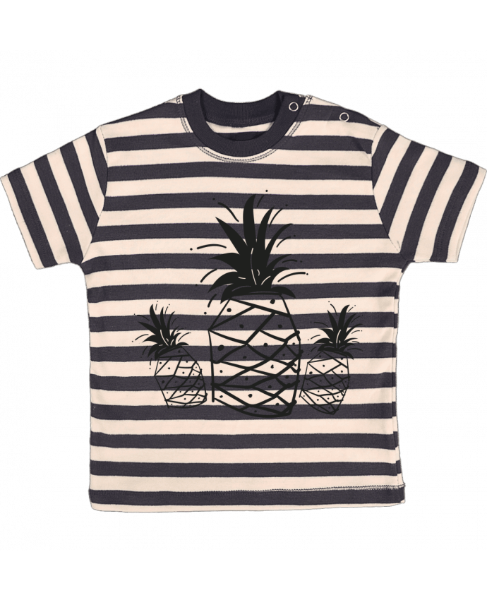 T-shirt baby with stripes CRAZY PINEAPPLE by IDÉ'IN