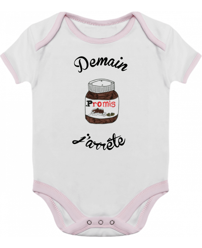 Body bébé manches contrastées Demain j'arrête le Nutella par Promis