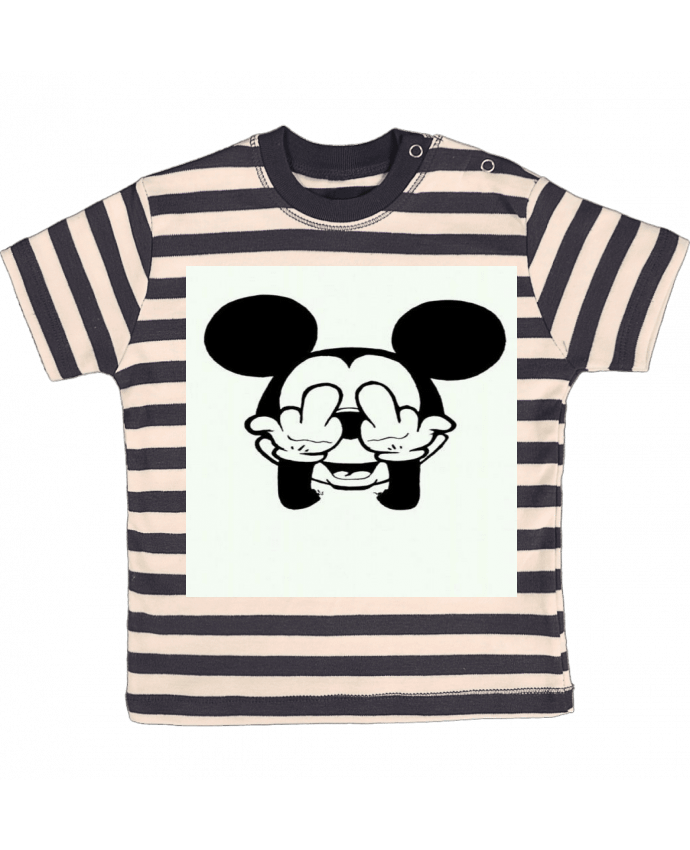 T-shirt baby with stripes Vetement mickey doigt d'honneur by Designer_TUNETOO