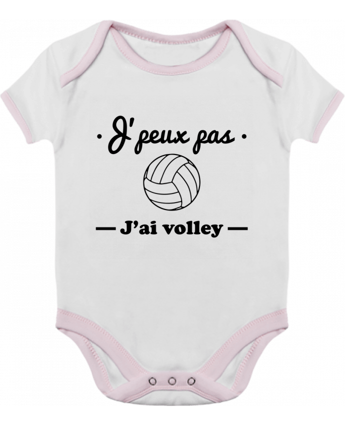 Body bébé manches contrastées J'peux pas j'ai volley , volleyball, volley-ball par Benichan