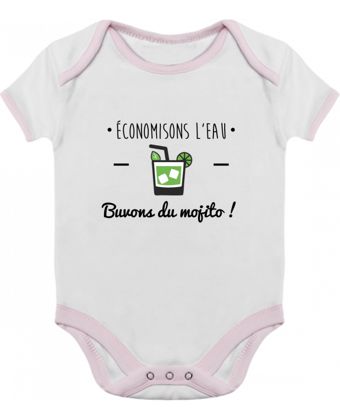 Body bébé manches contrastées Économisons l'eau, buvons du mojito ! Humour , alcool , citations par