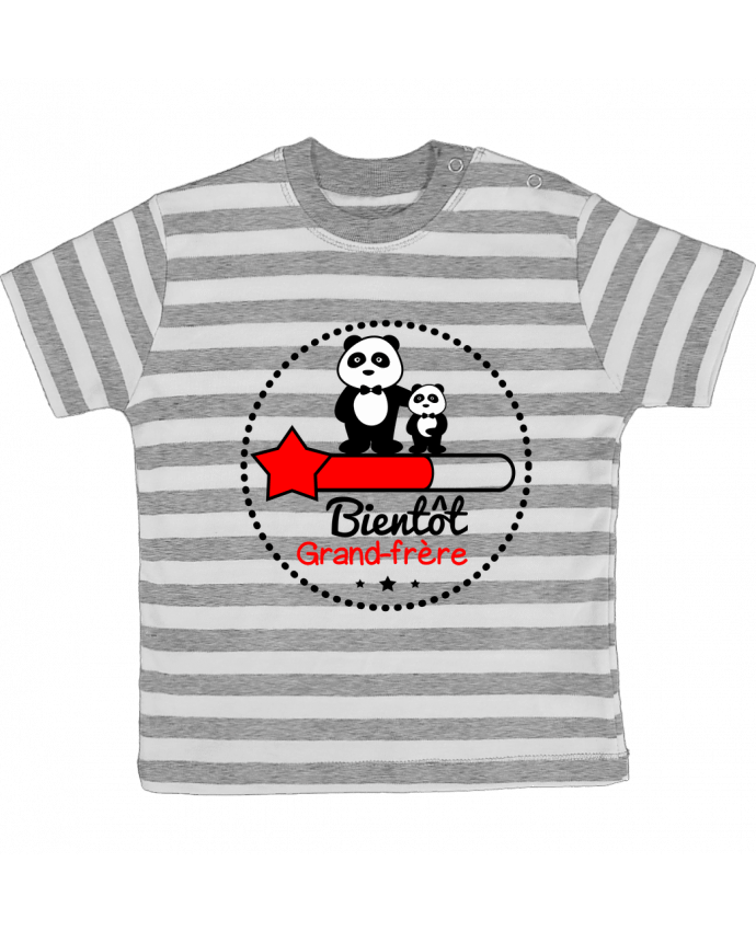 T-shirt baby with stripes Bientôt grand-frère , futur grand frère by Benichan