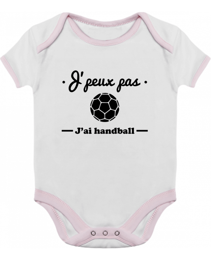 Body bébé manches contrastées J'peux pas j'ai handball ,  tee shirt handball, hand par Benichan