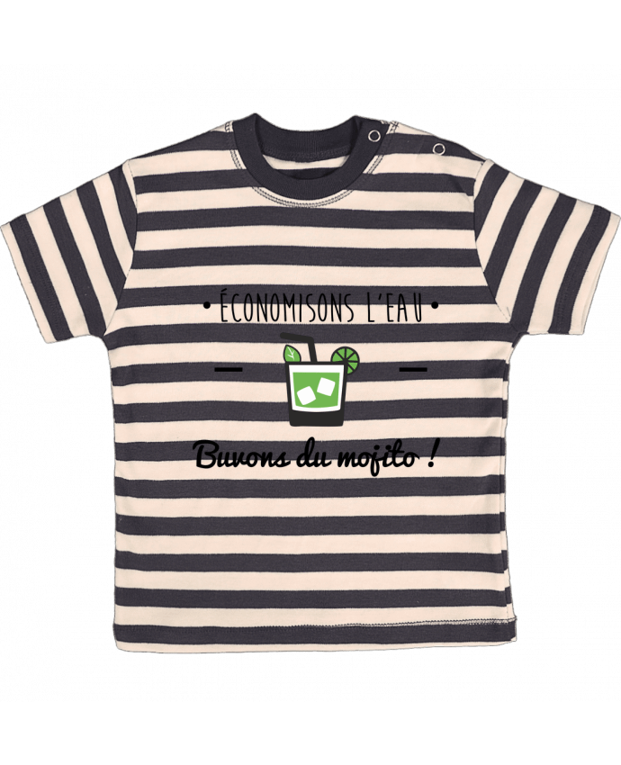 Camiseta Bebé a Rayas Économisons l'eau, buvons du mojito ! Humour , alcool , citations por Beni