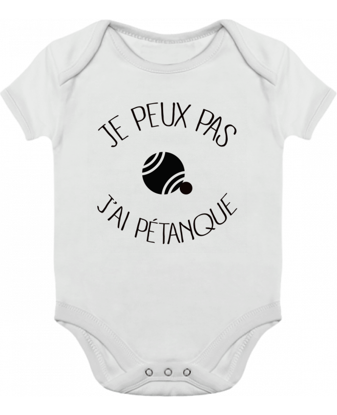 Body bébé manches contrastées Je peux pas j'ai Pétanque par Freeyourshirt.com