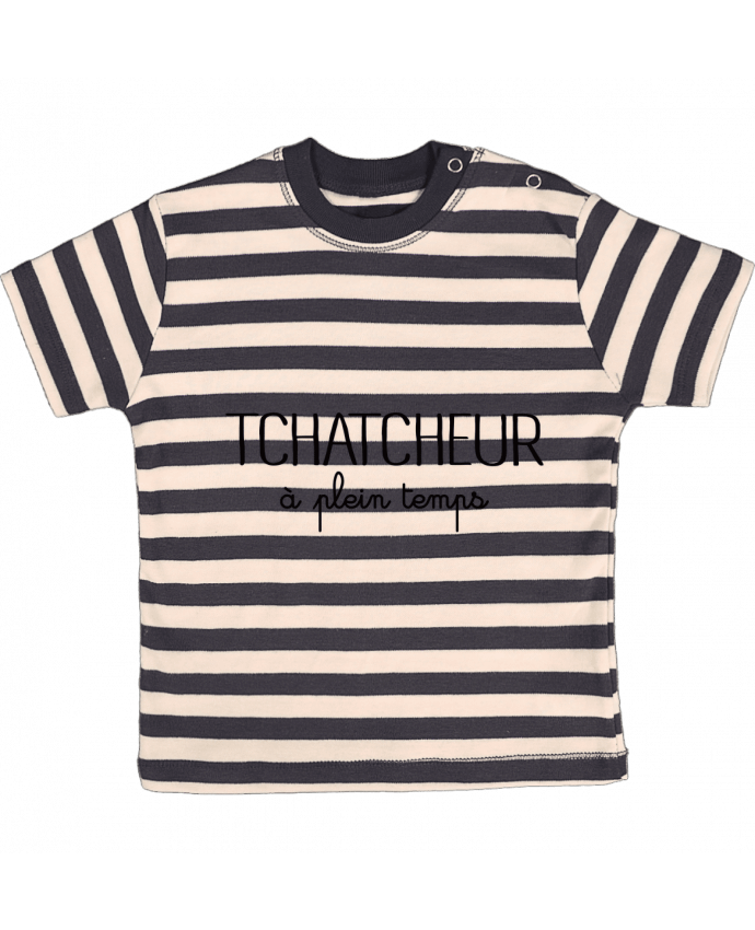 T-shirt baby with stripes Thatcheur à plein temps by Freeyourshirt.com