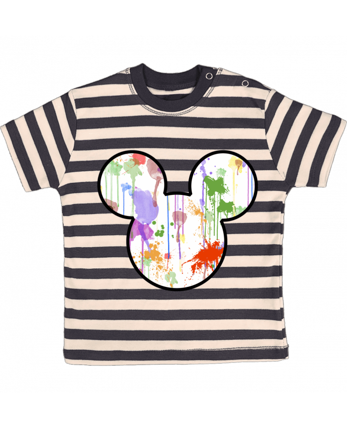 T-shirt baby with stripes Mickey éclaboussures by Tasca