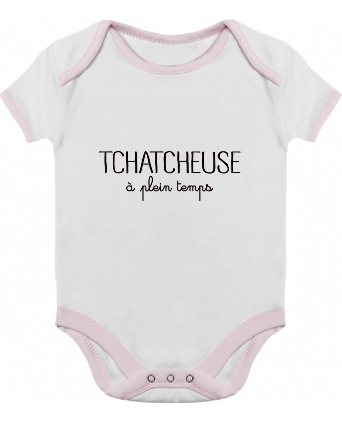 Body bébé manches contrastées Tchatcheuse à plein temps par Freeyourshirt.com