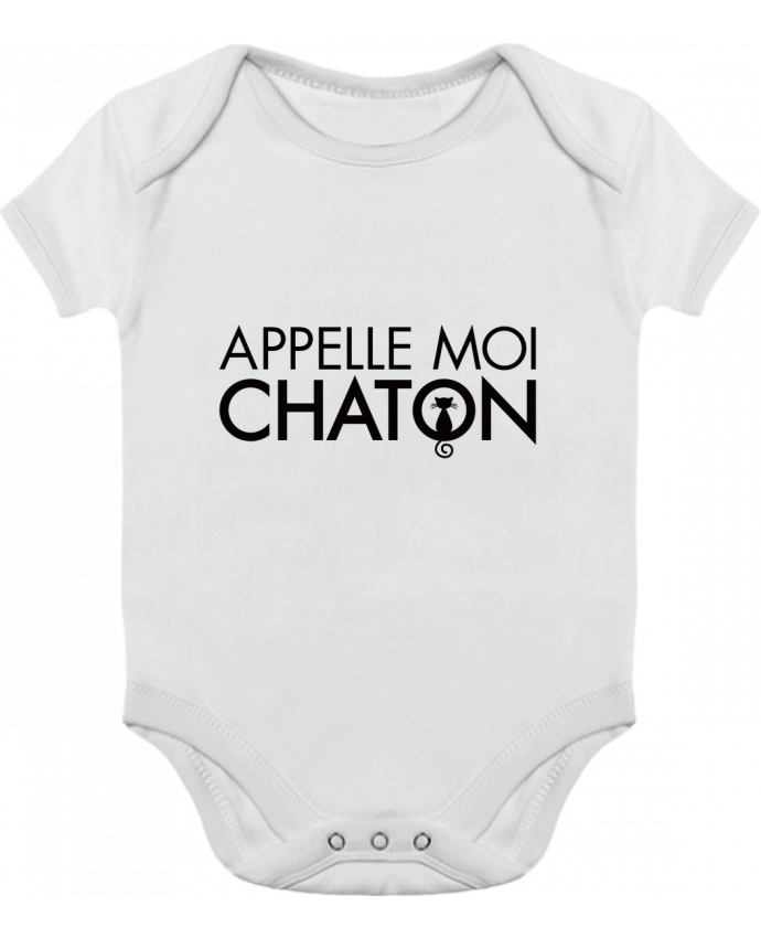 Body bébé manches contrastées Appelle moi Chaton par Freeyourshirt.com