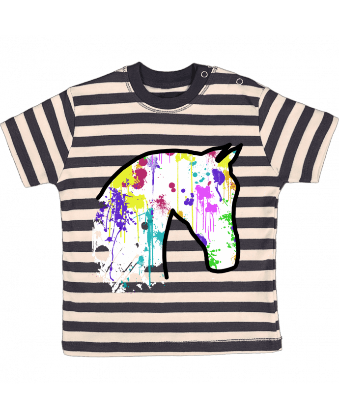 T-shirt baby with stripes Cheval éclaboussures by Tasca