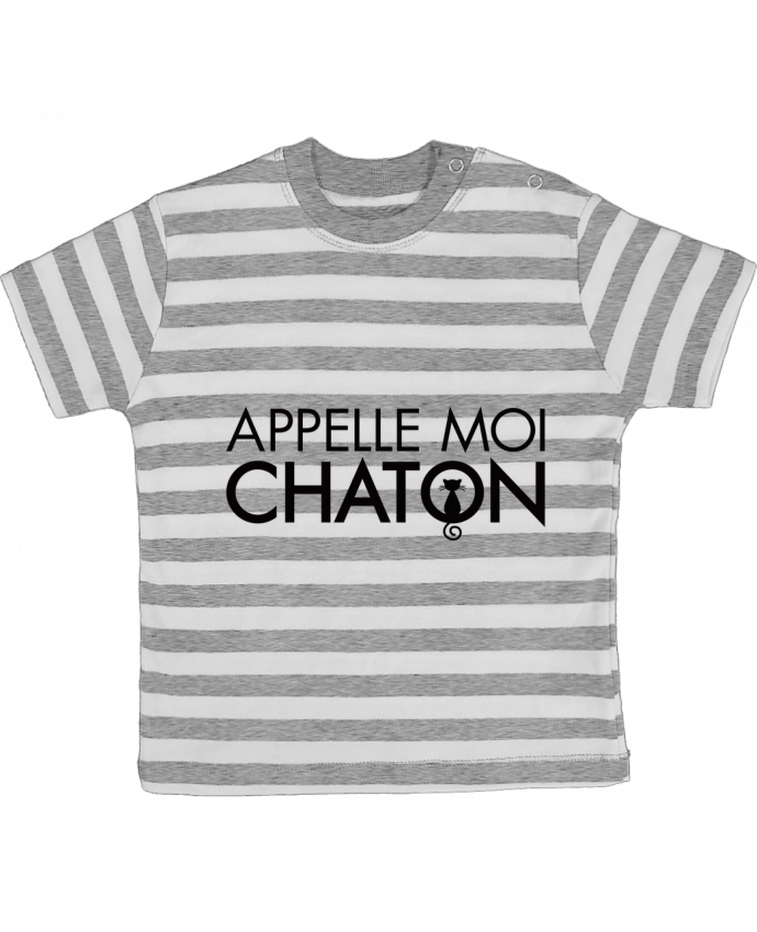 Tee-shirt bébé à rayures Appelle moi Chaton par Freeyourshirt.com