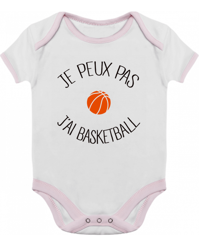 Body bébé manches contrastées je peux pas j'ai Basketball par Freeyourshirt.com