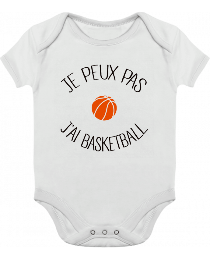 Body bébé manches contrastées je peux pas j'ai Basketball par Freeyourshirt.com