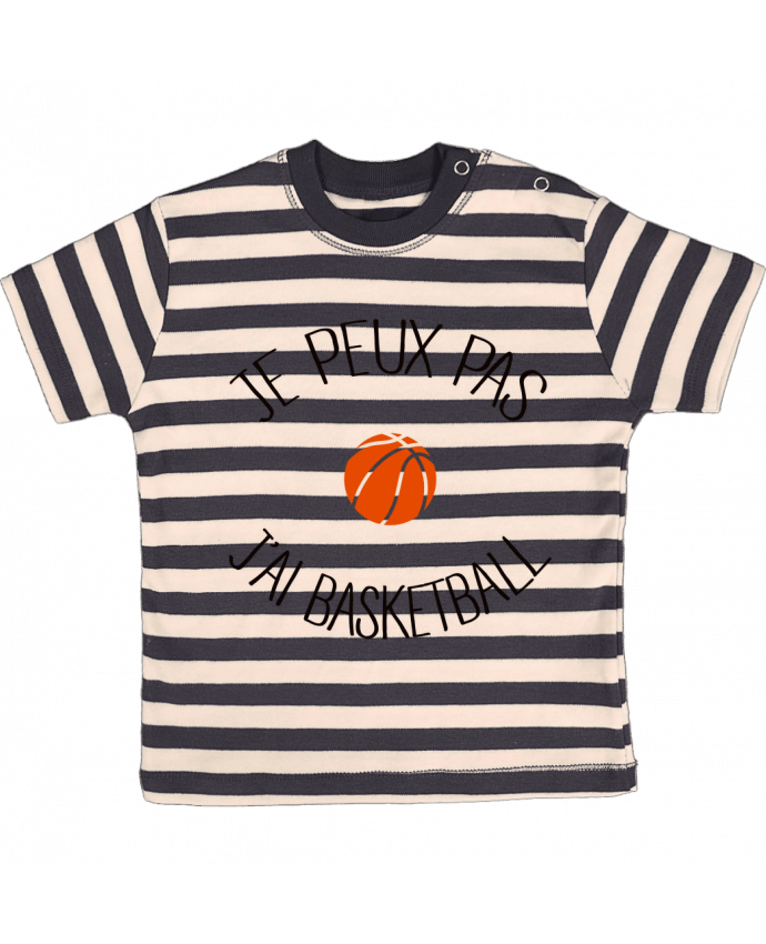 Camiseta Bebé a Rayas je peux pas j'ai Basketball por Freeyourshirt.com