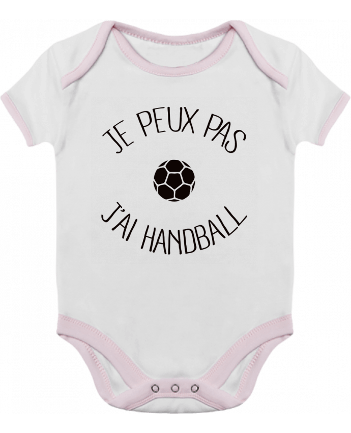Body bébé manches contrastées Je peux pas j'ai Handball par Freeyourshirt.com