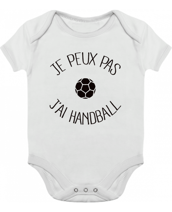 Body bébé manches contrastées Je peux pas j'ai Handball par Freeyourshirt.com