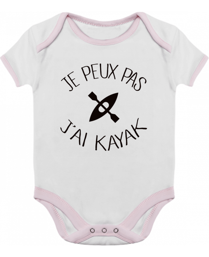 Body bébé manches contrastées Je peux pas j'ai kayak par Freeyourshirt.com
