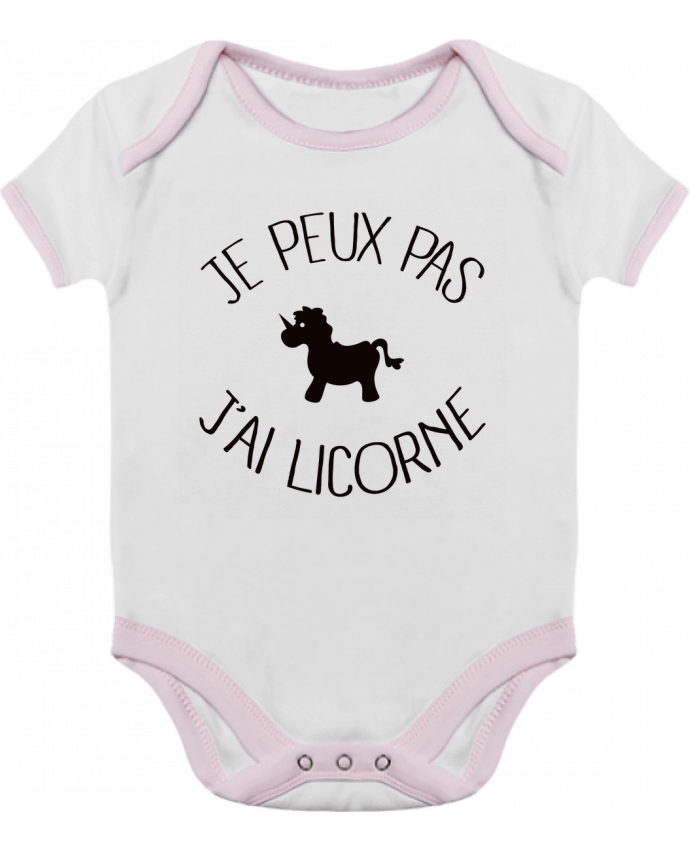 Body Bebé Contraste Je peux pas j'ai licorne por Freeyourshirt.com