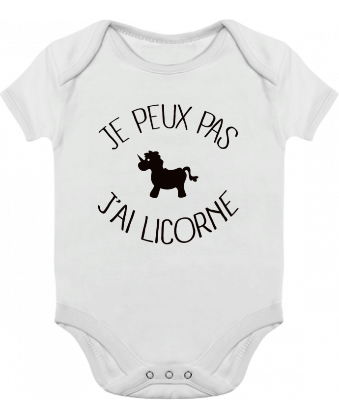 Body Bebé Contraste Je peux pas j'ai licorne por Freeyourshirt.com