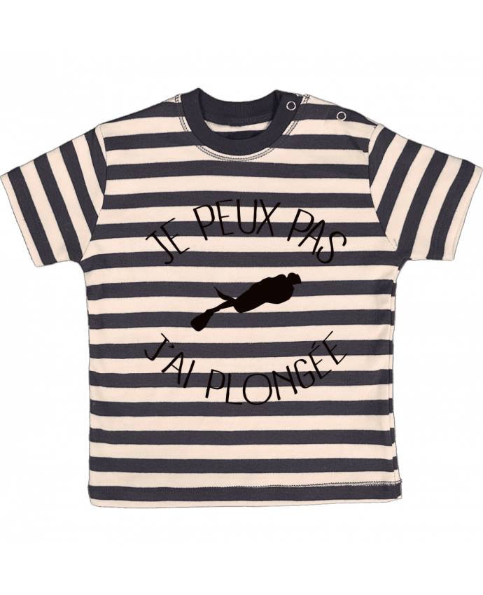 T-shirt baby with stripes Je peux pas j'ai plongée by Freeyourshirt.com