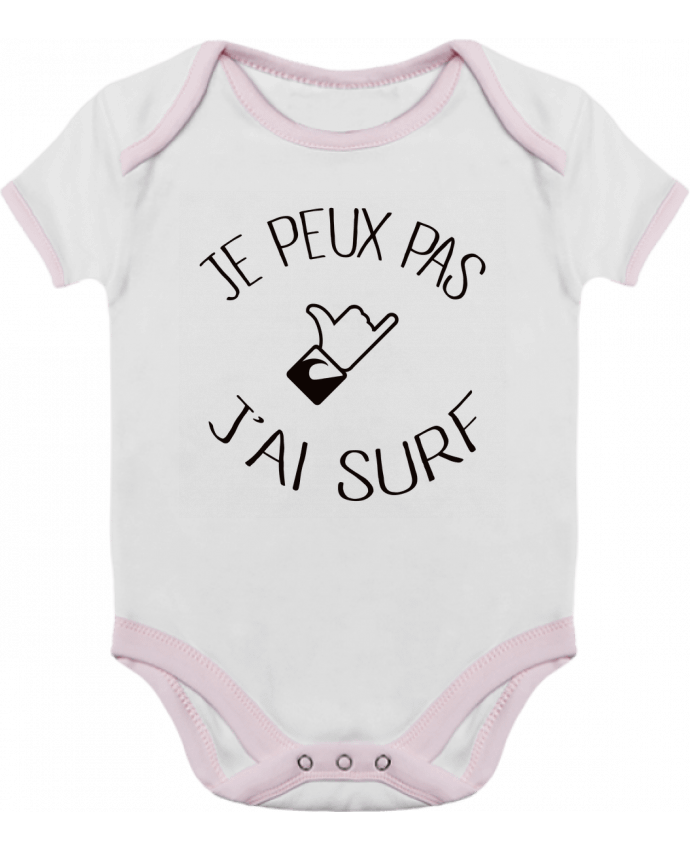 Body bébé manches contrastées Je peux pas j'ai surf par Freeyourshirt.com