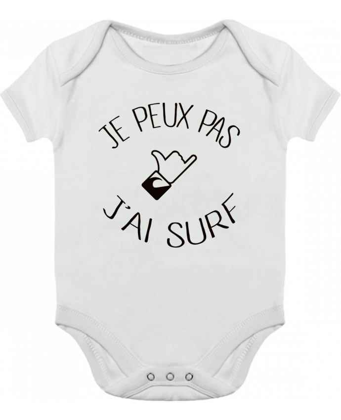 Body bébé manches contrastées Je peux pas j'ai surf par Freeyourshirt.com