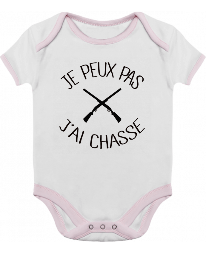 Body bébé manches contrastées Je peux pas j'ai chasse par Freeyourshirt.com