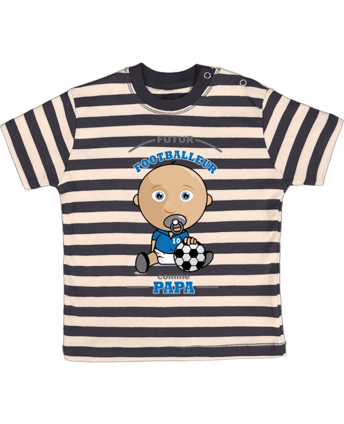 Tee-shirt bébé à rayures Futur Footballeur comme papa par GraphiCK-Kids