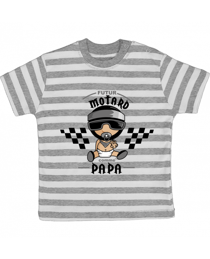 Tee-shirt bébé à rayures Futur Motard Comme Papa par GraphiCK-Kids