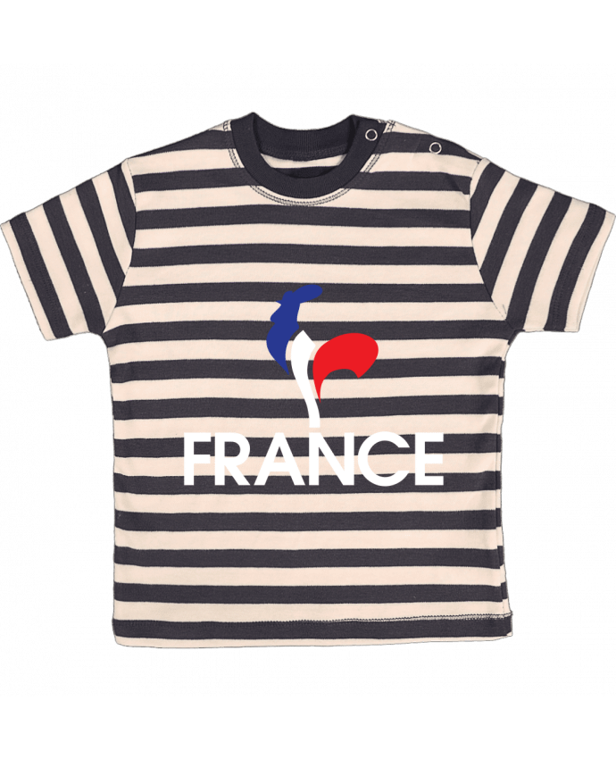 Tee-shirt bébé à rayures France et Coq par Freeyourshirt.com