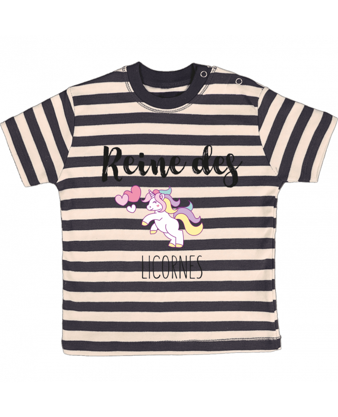 Camiseta Bebé a Rayas Reine des licornes por tunetoo
