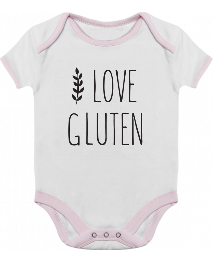 Body bébé manches contrastées I love gluten by Ruuud par Ruuud