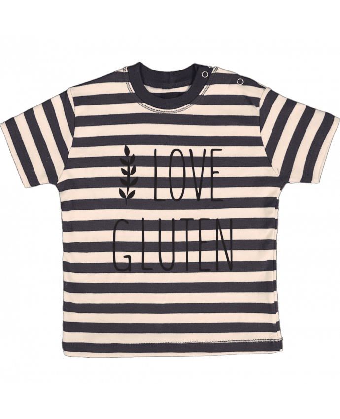 T-shirt baby with stripes I love gluten by Ruuud by Ruuud