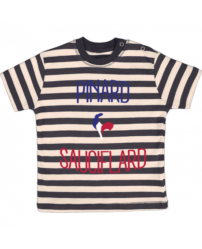 Tee-shirt bébé à rayures Pinard Sauciflard par Freeyourshirt.com