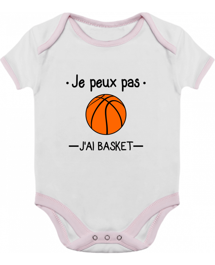 Body bébé manches contrastées Je peux pas j'ai basket,basketball,basket-ball par Benichan