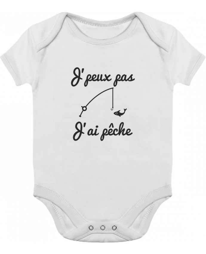 Body bébé manches contrastées J'peux pas j'ai pêche,tee shirt pécheur,pêcheur par Benichan