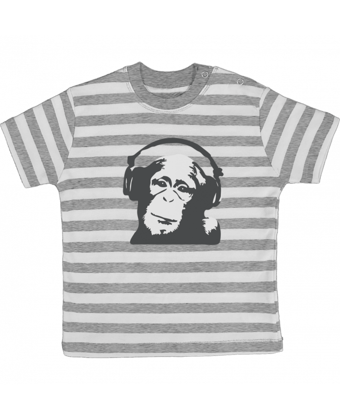 T-shirt baby with stripes DJ monkey by justsayin