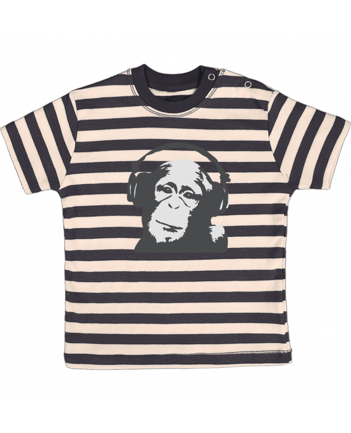 Tee-shirt bébé à rayures DJ monkey par justsayin