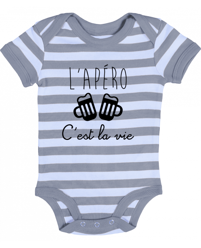 Baby Body striped L'apéro c'est la vie , humour , alcool , drôle - Benichan