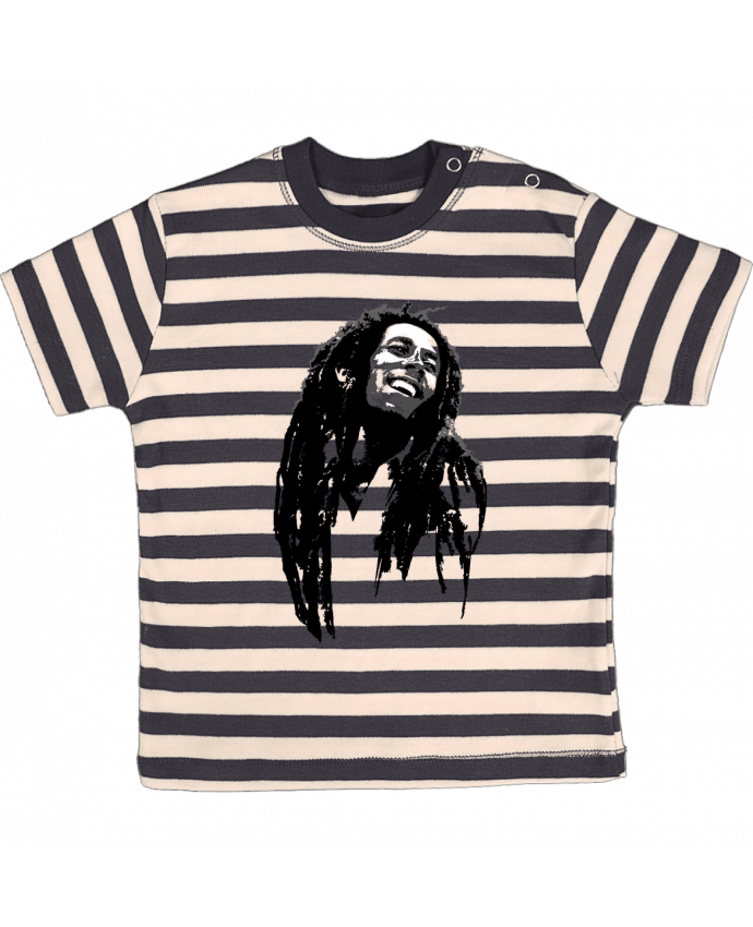 Camiseta Bebé a Rayas Bob Marley por Graff4Art