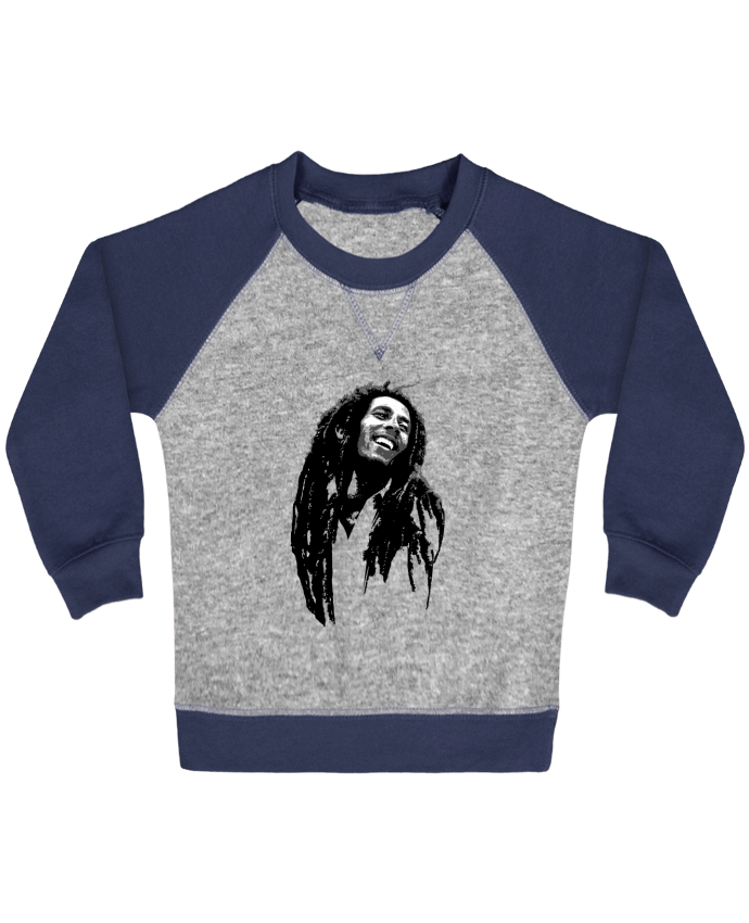 Sudadera Bebé Cuello Redondo Mangas Contraste Bob Marley por Graff4Art