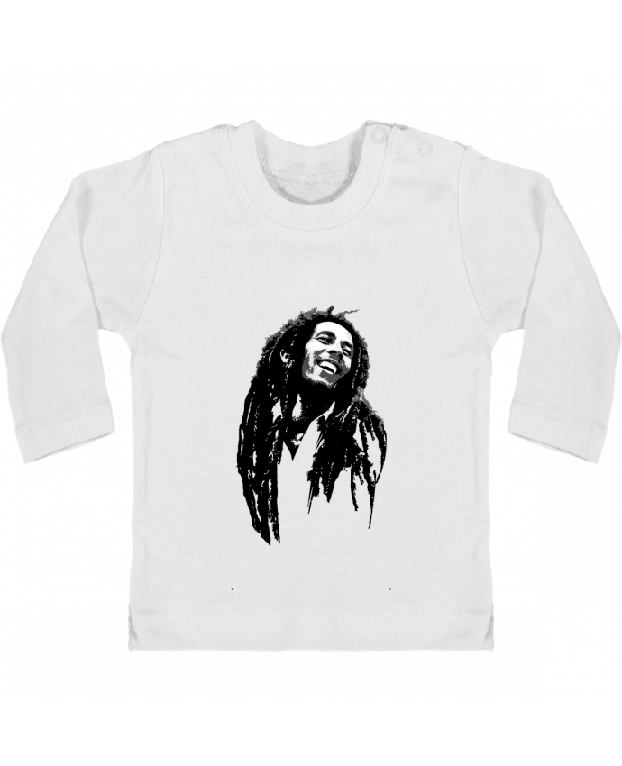 Baby T-shirt with press-studs long sleeve Bob Marley manches longues du designer Graff4Art