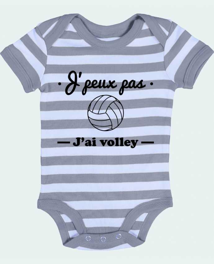 Body Bébé Rayé J'peux pas j'ai volley , volleyball, volley-ball - Benichan