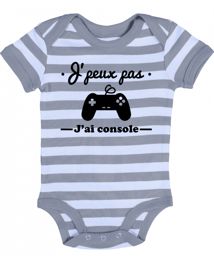 Baby Body striped J'peux pas j'ai console ,geek,gamer,gaming - Benichan