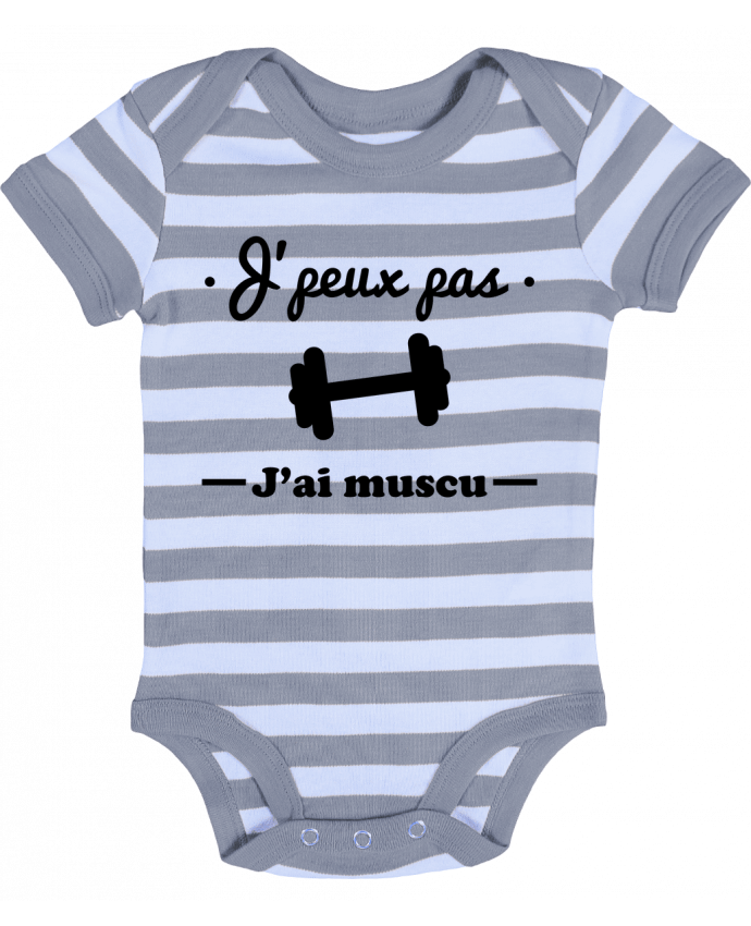 Body Bebé a Rayas J'peux pas j'ai muscu, musculation - Benichan