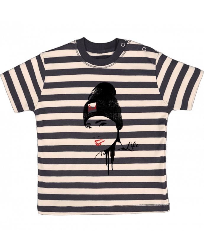 Camiseta Bebé a Rayas Geisha por Graff4Art