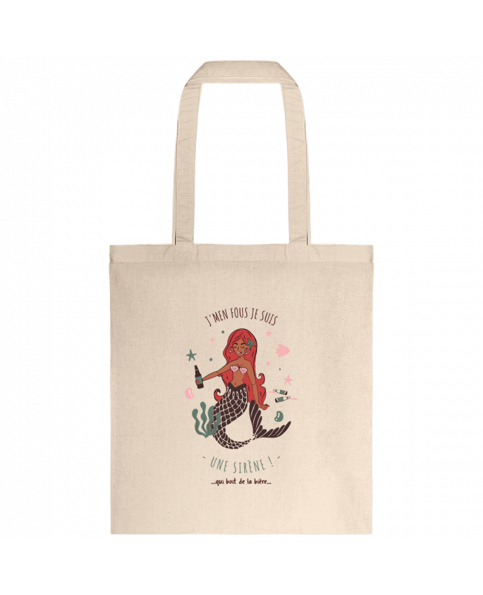 Tote-bag Je m'en fous je suis une sirène qui boit de la bière par La boutique de Laura