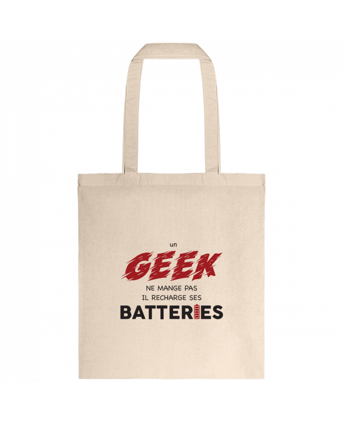 Tote-bag Un geek ne mange pas, il recharge ses batteries par tunetoo